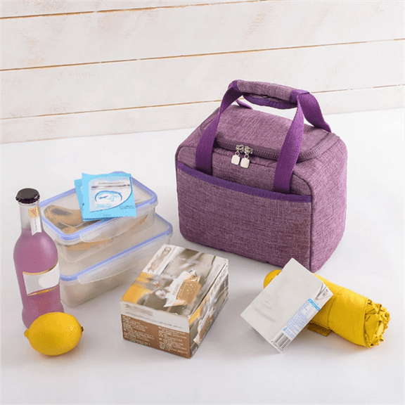 LQXZWJY Insulated Lunch Bag for Women Men Adults Lunch Tote with Front Pocket Lunch Box Container Cooler Bag for Work Picnic (Purple)
