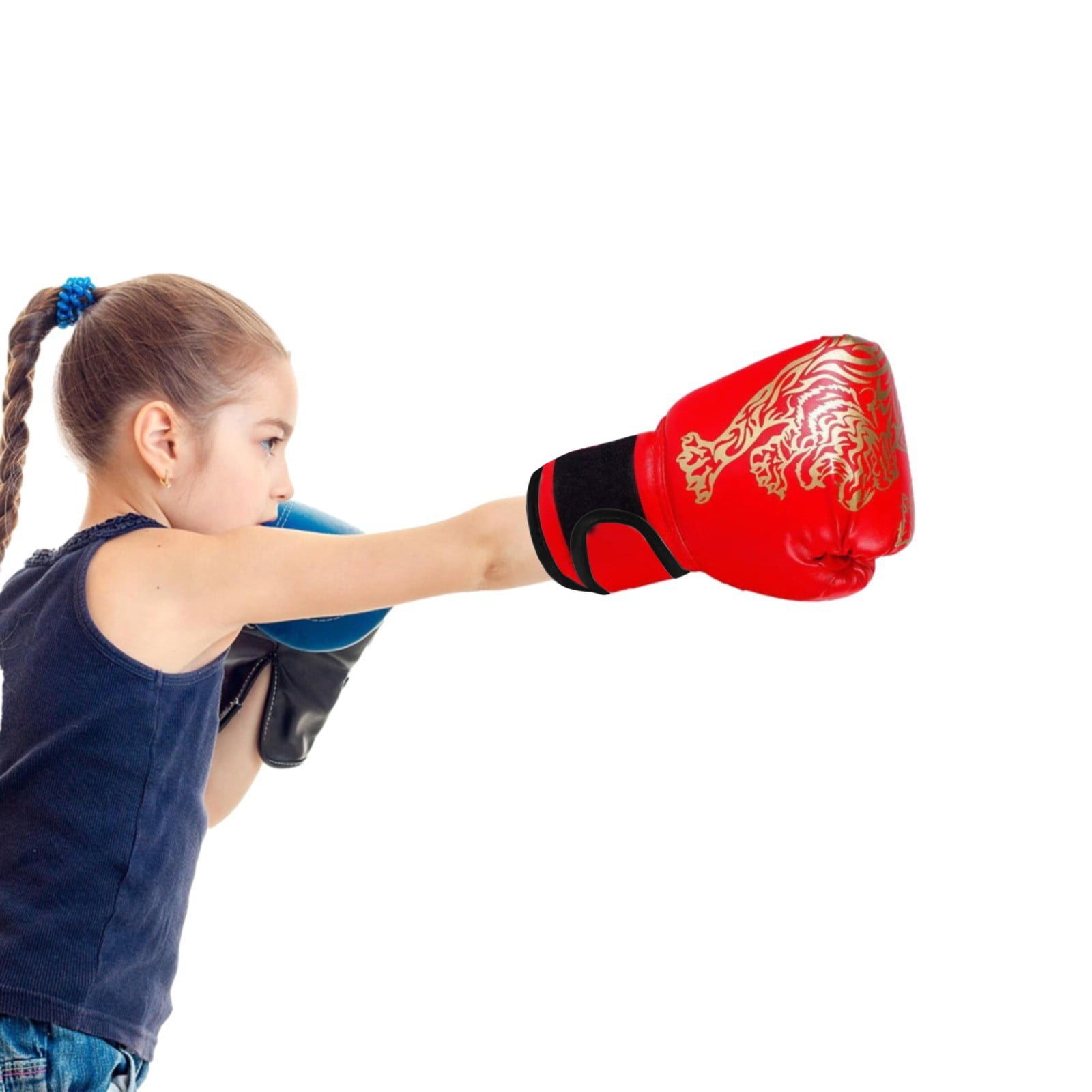 Kids Punching Bag With Boxing Gloves - Inflatable Bounce-Back Bag, Adjustable Height, For Ages 3-12