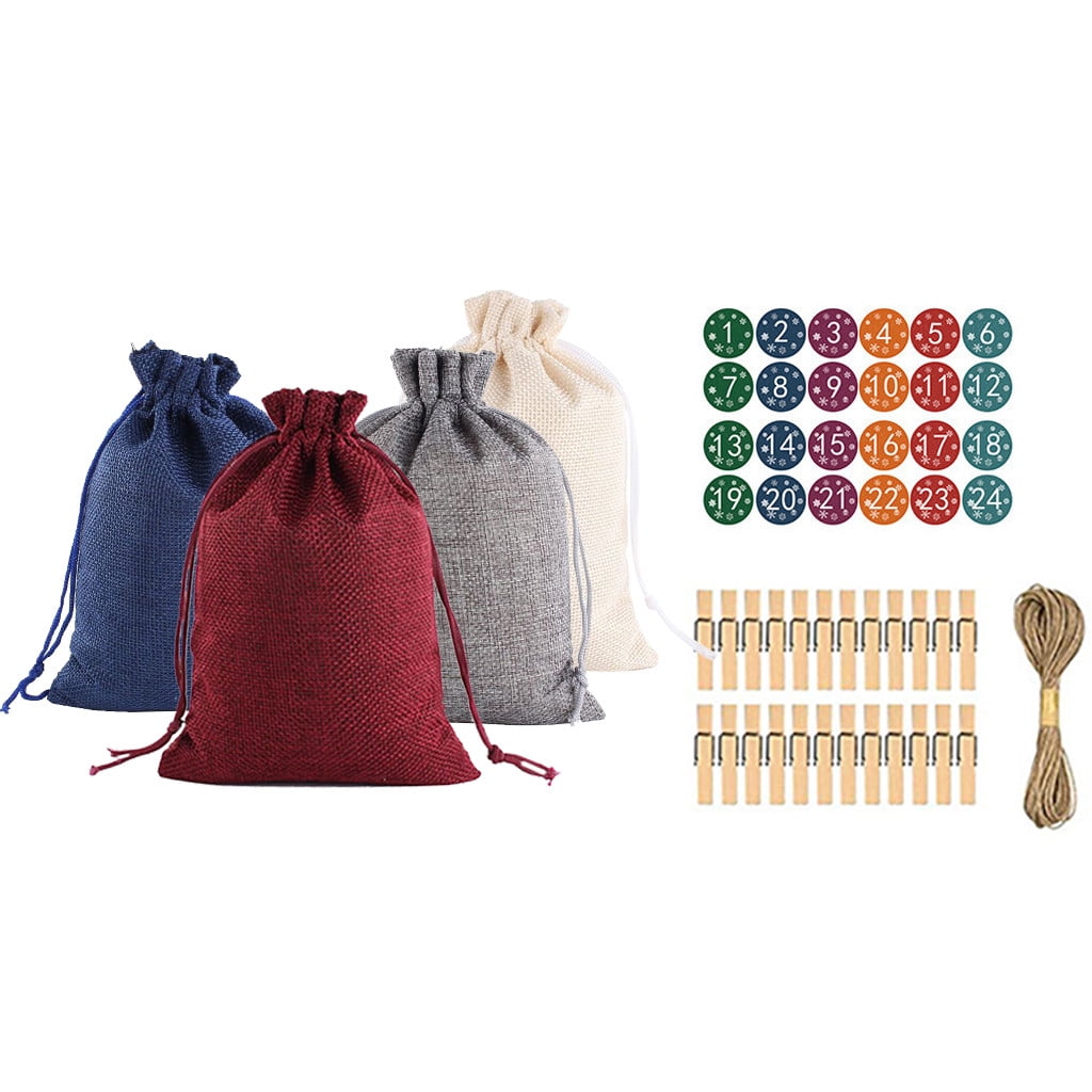 LQXZWJY Linen Bag Cotton Advent Candy Bundle Gift 124 Christmas