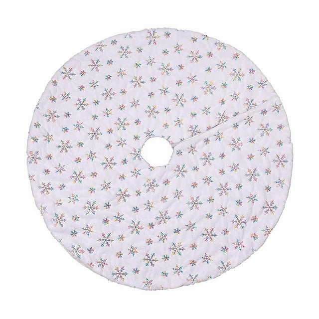 LQXZWJY Snowlflake Christmas Tree Skirt. Large Snowy White Faux Tree