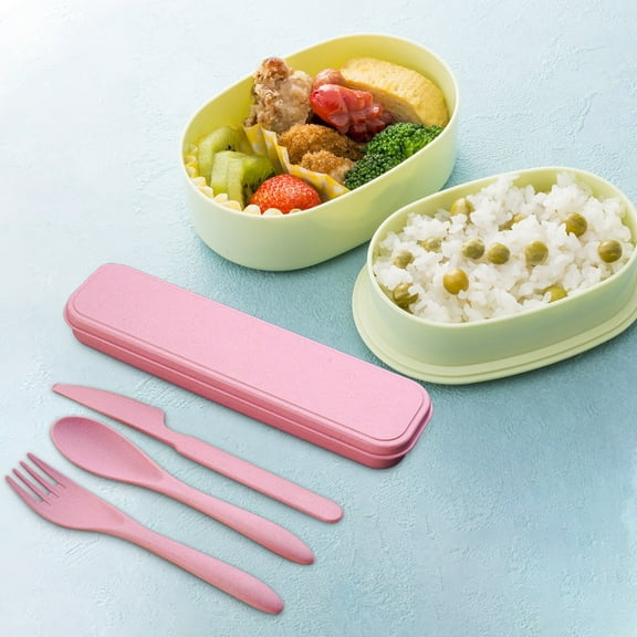 LQXZWJY Travel Utensils Set with Case, 1 Set Wheat Straw Reusable Spoon Knife Forks Tableware, Portable Cutlery Set for Lunch Box Accessories for Adults Kids Travel Picnic Camping or Daily Use