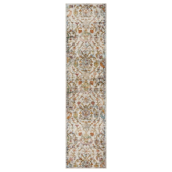 LR Home Ada 2'3" x 8'9" Green/Gray Distressed Floral Adult Indoor Area Rug