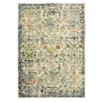 LR Home Ada 4' x 6' Green/Gray Distressed Floral Indoor Area Rug