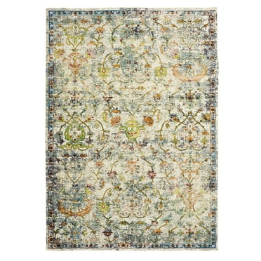 LR Home Ada 4' x 6' Green/Gray Distressed Floral Indoor Area Rug