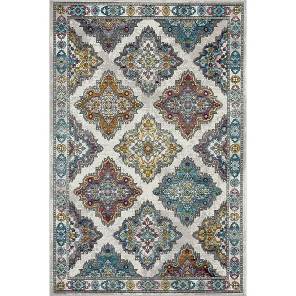 LR Home Ada 7'6" x 9'6" Multi Boho Checkered Indoor Area Rug
