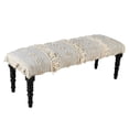 thumbnail image 1 of LR Home Analia 47" Upholstered Accent Bench, Cream/Gray Stripes with Fringe, 16"D x 18"H x 47"W, 1 of 12