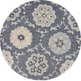 thumbnail image 1 of LR Home Aiden 7'3" Round Dark Gray/Blue Floral Wool Indoor Area Rug, 1 of 8