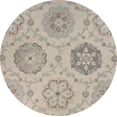 thumbnail image 1 of LR Home Aiden 7'3" Round Silver/Cream Floral Wool Indoor Area Rug, 1 of 7