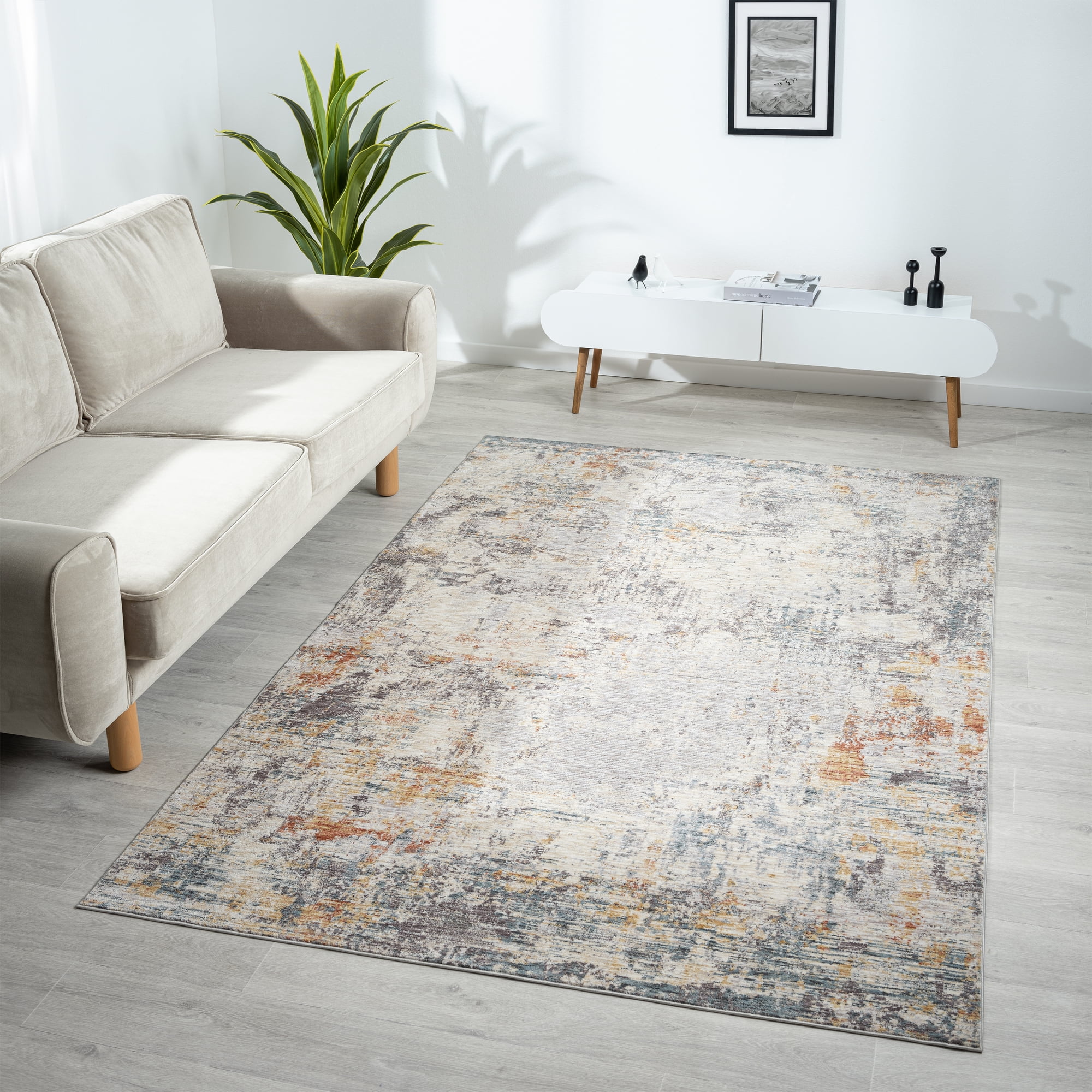 LR Home Alison Bela Abstract Indoor Polyester Area Rug, Gray/Brown, 7'9" x 9'9"