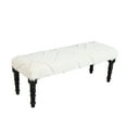 thumbnail image 1 of LR Home Analia Cotton Upholstered Accent Bench, Off-White Shag, 16"D x 18"H x 47"W, 1 of 8