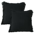 thumbnail image 1 of LR Home Bennett Set of 2 Fringed 20" x 20" Jet Black Cotton Adult Decorative Throw Pillows, 1 of 8