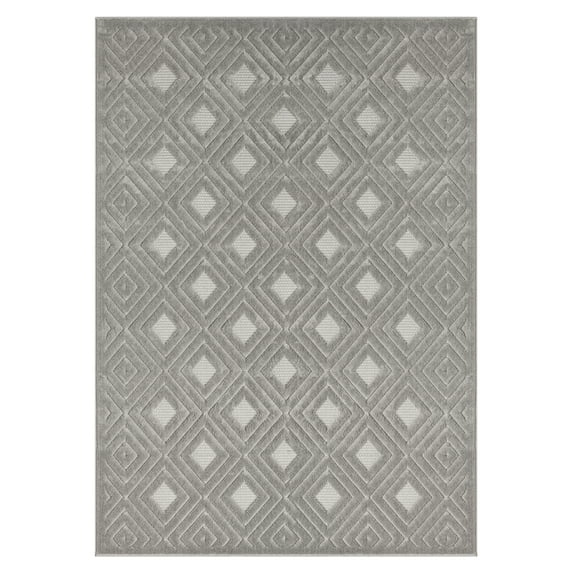 LR Home Astra 5' x 7' Gray Diamond Plush Indoor/Outdoor Area Rug Rug