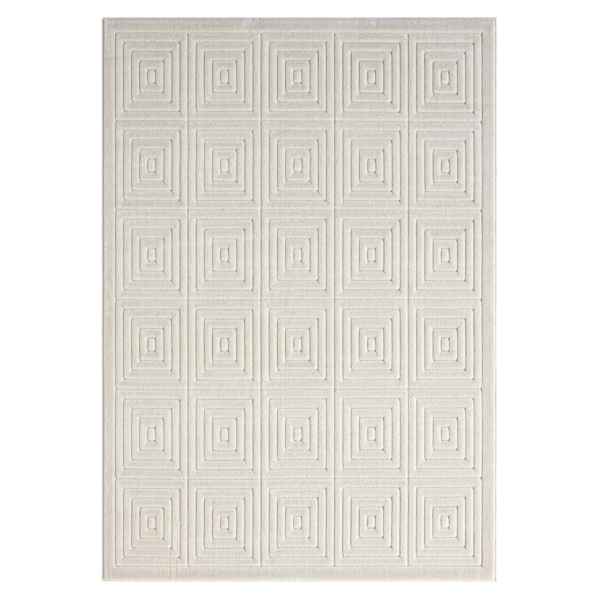 LR Home Astra 5' x 7' Ivory Geometric Plush Indoor/Outdoor Area Rug Rug ...