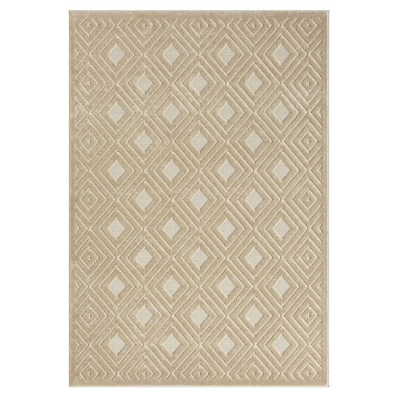 LR Home Astra 7'10" x 9'10" Beige Diamond Plush Indoor/Outdoor Area Rug