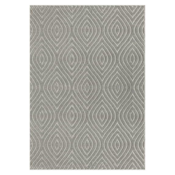 LR Home Astra 7'10" x 9'10" Gray Trellis Plush Indoor/Outdoor Area Rug Rug