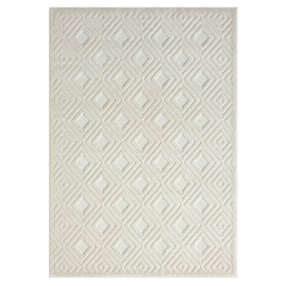 LR Home Astra 7'10" x 9'10" Ivory Diamond Plush Indoor/Outdoor Area Rug Rug
