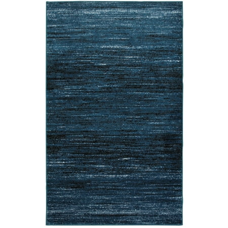 LR Home Aura 5'2" x 7'2" Navy Blue/Black Abstract Performance Adult Indoor Area Rug