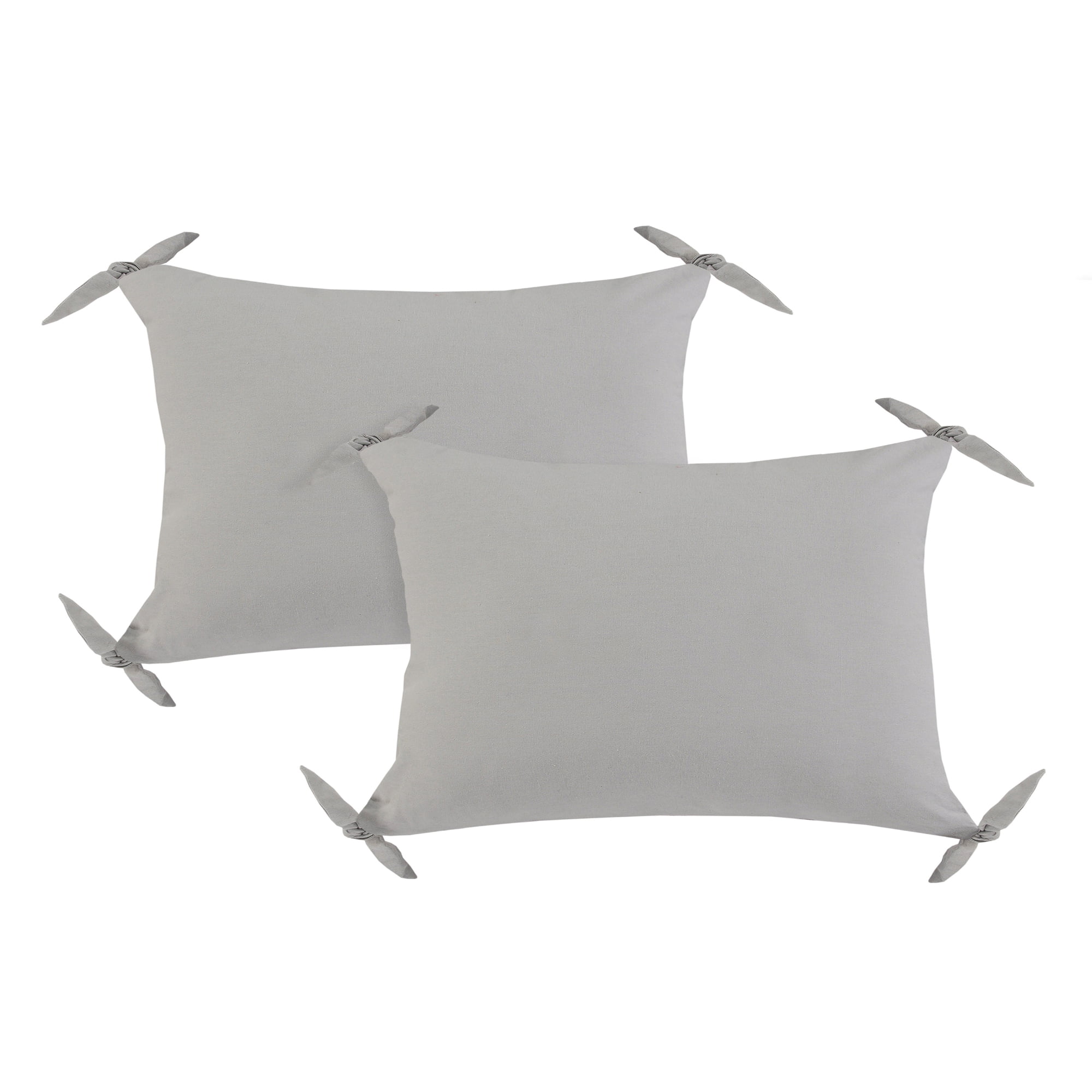 LR Home Ayra Set of 2 Gray Solid 16" x 24" Cotton Adult Decorative Throw Pillows