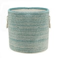 thumbnail image 1 of LR Home Textured Stripe Round Cotton 19" Storage Basket with Handles, Aqua/White, 1 of 9