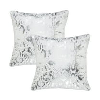 LR Home Beaux Modern Glam Cotton Throw Pillows, White Silver, 20" x 20", Set of 2
