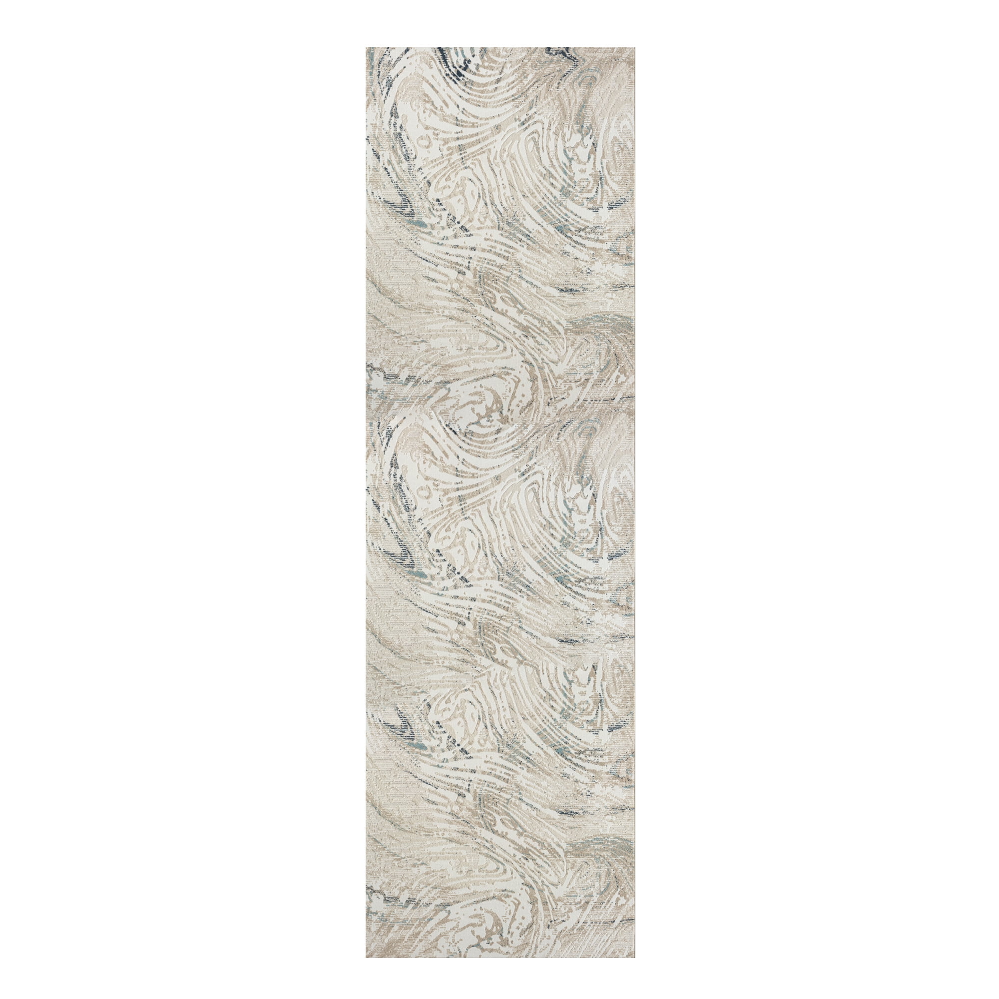 LR Home Bella 2'8"x 8' Ivory and Blue Abstract Durable Performance Indoor Runner Area Rug