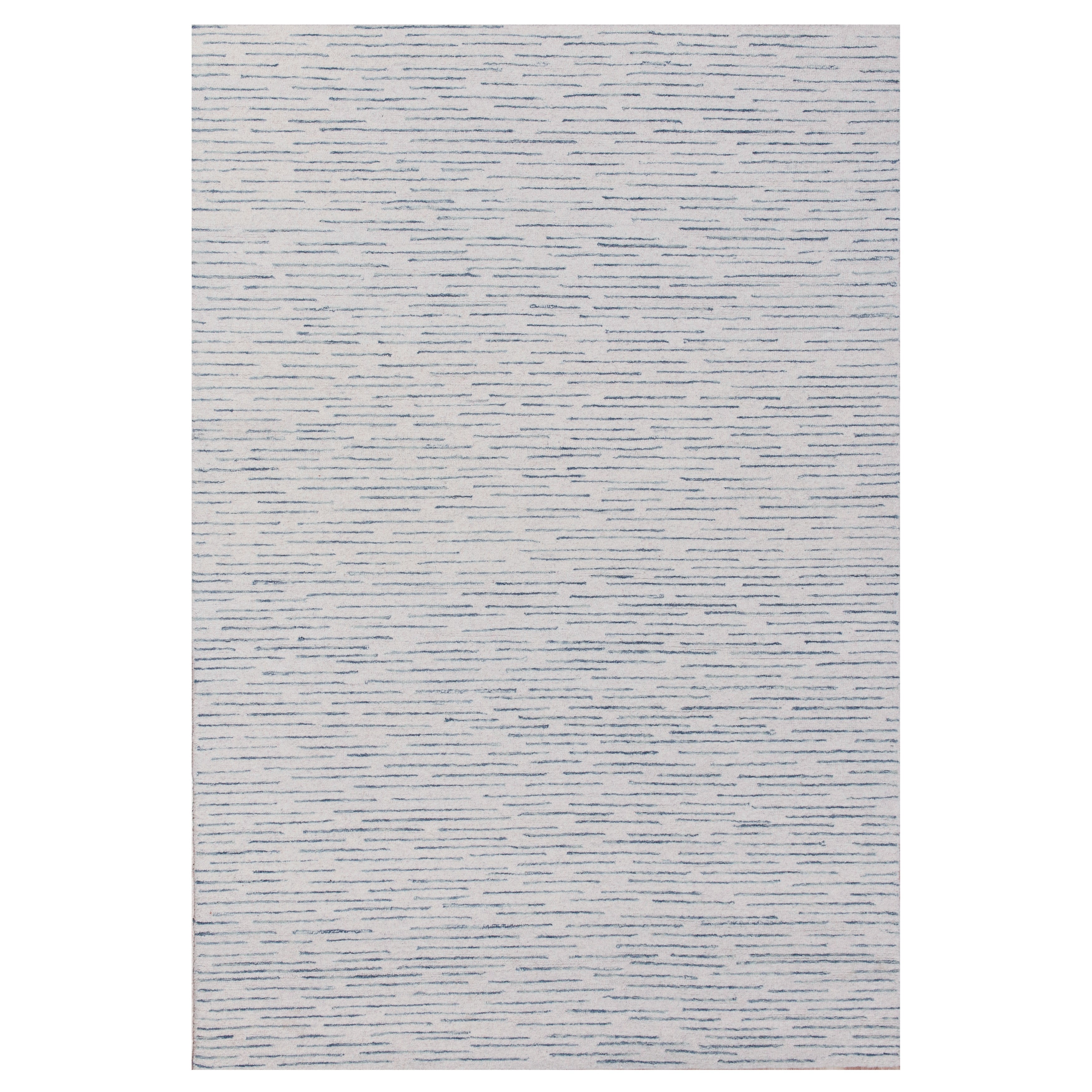 LR Home Bella Serene Ivory/Blue Modern Striped Wool Area Rug, 7'9" x 9'9"