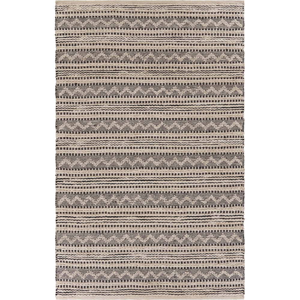 LR Home Blessy Bien Black & Natural Modern Chevron Jute Blend Area Rug, 7'9" x 9'9"