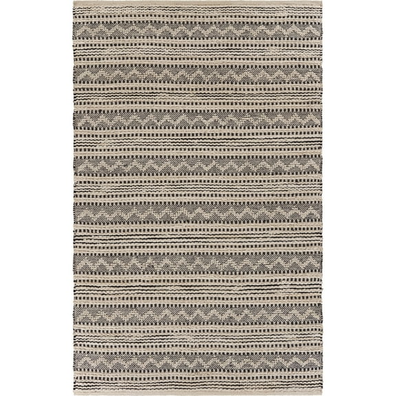 LR Home Blessy Bien Black & Natural Modern Chevron Jute Blend Area Rug, 9' x 12'