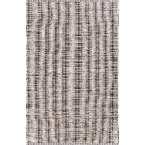 LR Home Blessy Cecille Bleach & Brown Modern Grid Jute Blend Area Rug, 5' x 7'9"