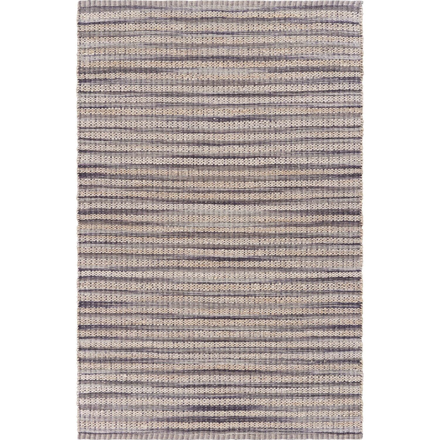 LR Home Blessy Drea Bleach & Brown Transitional Striped Jute Blend Area Rug, 9' x 12'