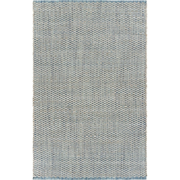 LR Home Blessy Eunice Bleach & Blue Transitional Checkered Jute Blend Area Rug, 9' x 12'