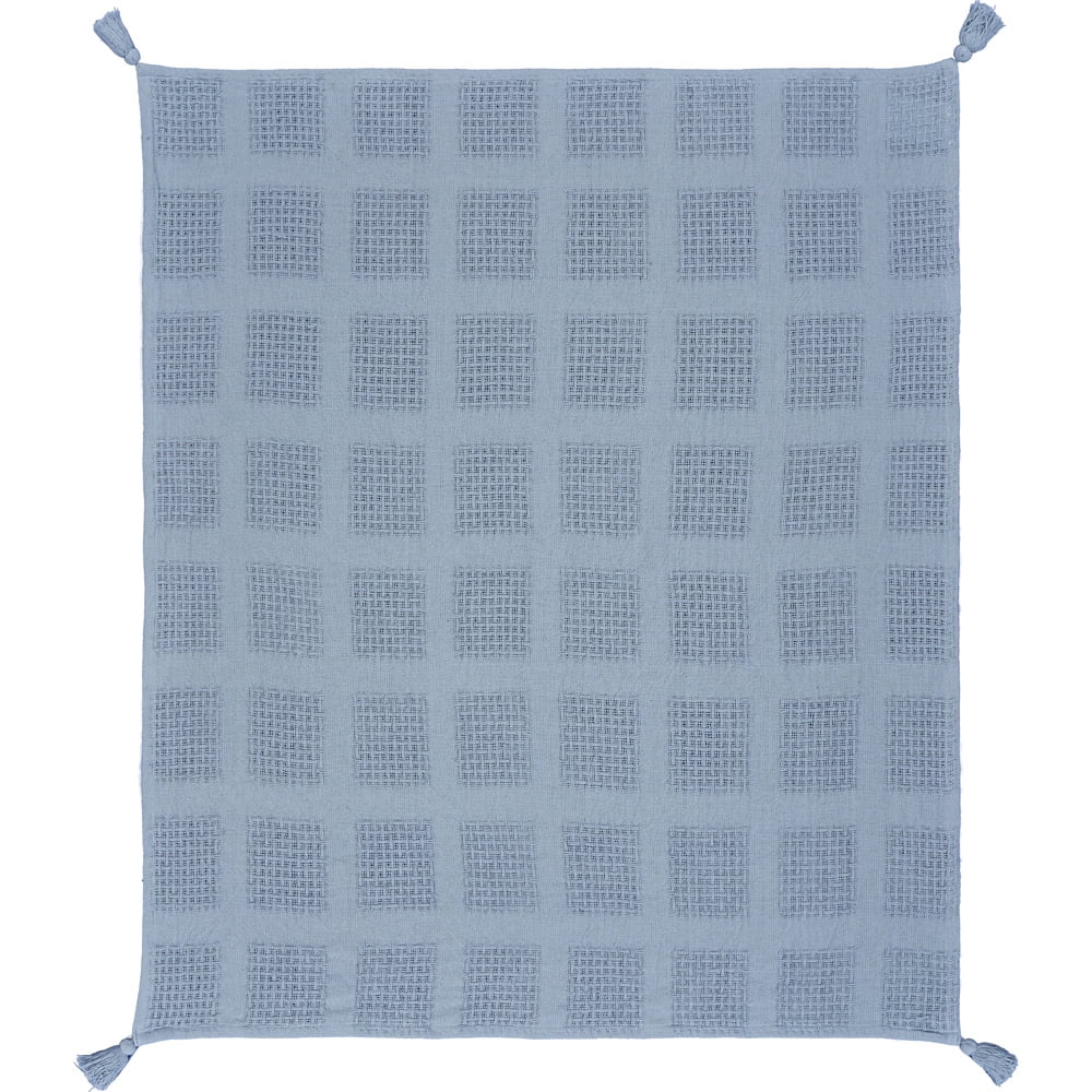 Blue Organic Cotton Waffle Weave Throw Blanket