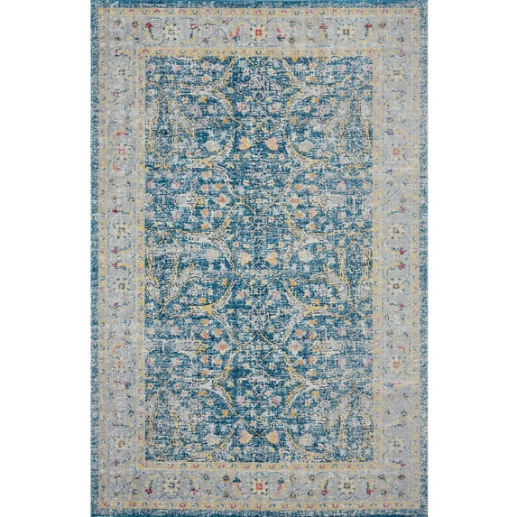 LR Home Botanical Woven Indoor/Outdoor Area Rug, Blue, 2 ft. x 3 ft.