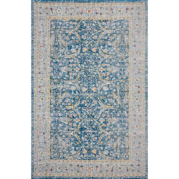 LR Home Botanical Woven Indoor/Outdoor Area Rug, Blue, 9' x 12'
