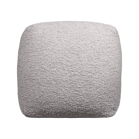 LR Home Boucle Performance Indoor Pouf in Gray, 18" x 18" x 18"