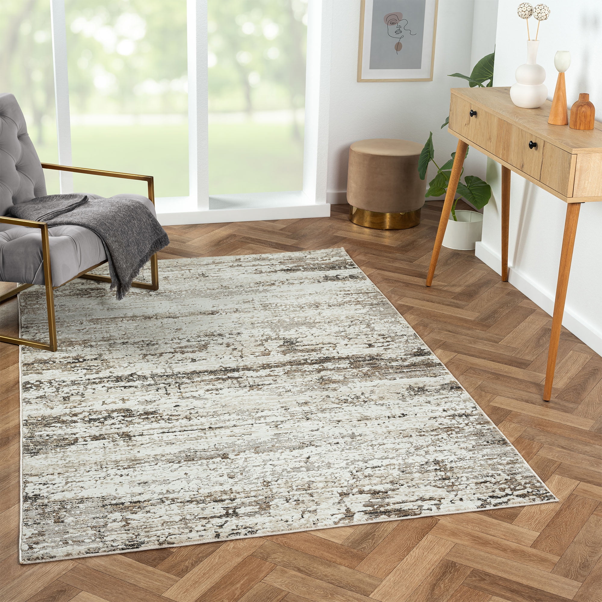 LR Home Brielle Sara Abstract Indoor Polyester Blend Area Rug, Dark Gray, 2' x 3'