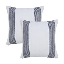 LR Home Cassidy Set of 2 Deep Blue/White Striped Cotton Adult Decorative Throw Pillow
