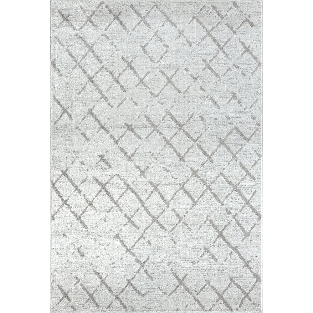 LR Home Carmen 7'9" x 9'9" Gray Geometric Stain Resistant Indoor Area Rug