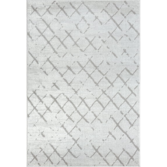LR Home Carmen 7'9" x 9'9" Gray Geometric Stain Resistant Indoor Area Rug
