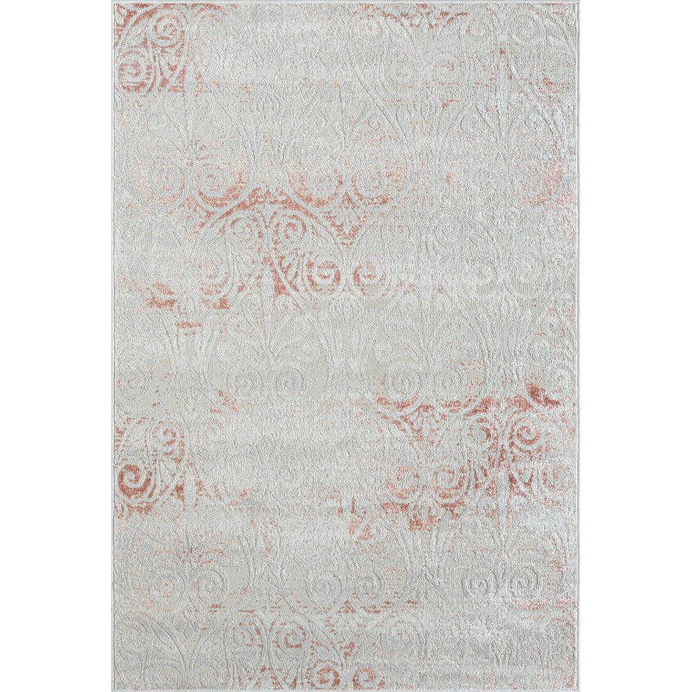 LR Home Carmen 7'9" x 9'9" Gray/Pink Floral Stain Resistant Indoor Area Rug