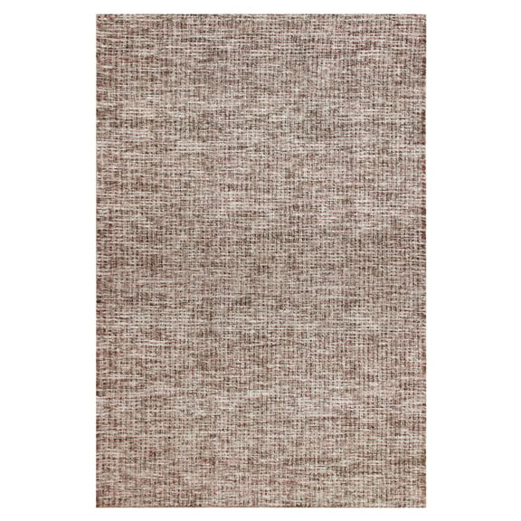 LR Home Carrie Beaux Brown & Red Modern Grid Wool Area Rug, 9' x 12'