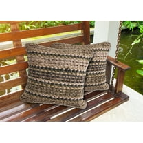 Laddha Home Designs Hand Woven Striped Square Throw Pillow - 18" - Beige and Brown - Set of 2