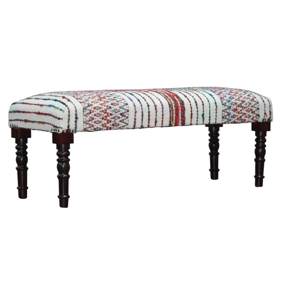 LR Home Nomad 47” Rainbow Striped Upholstered Accent Bench