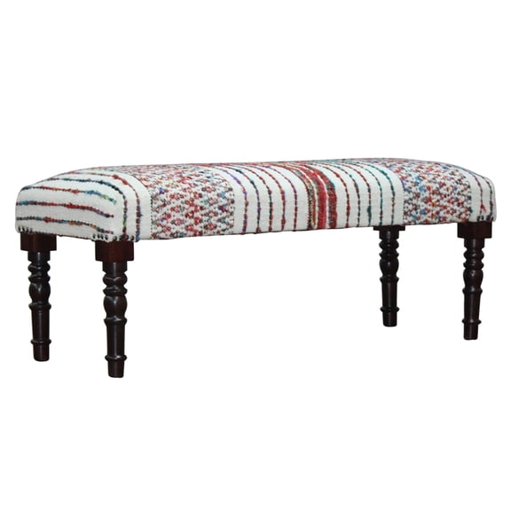 LR Home Nomad 47” Rainbow Striped Upholstered Accent Bench