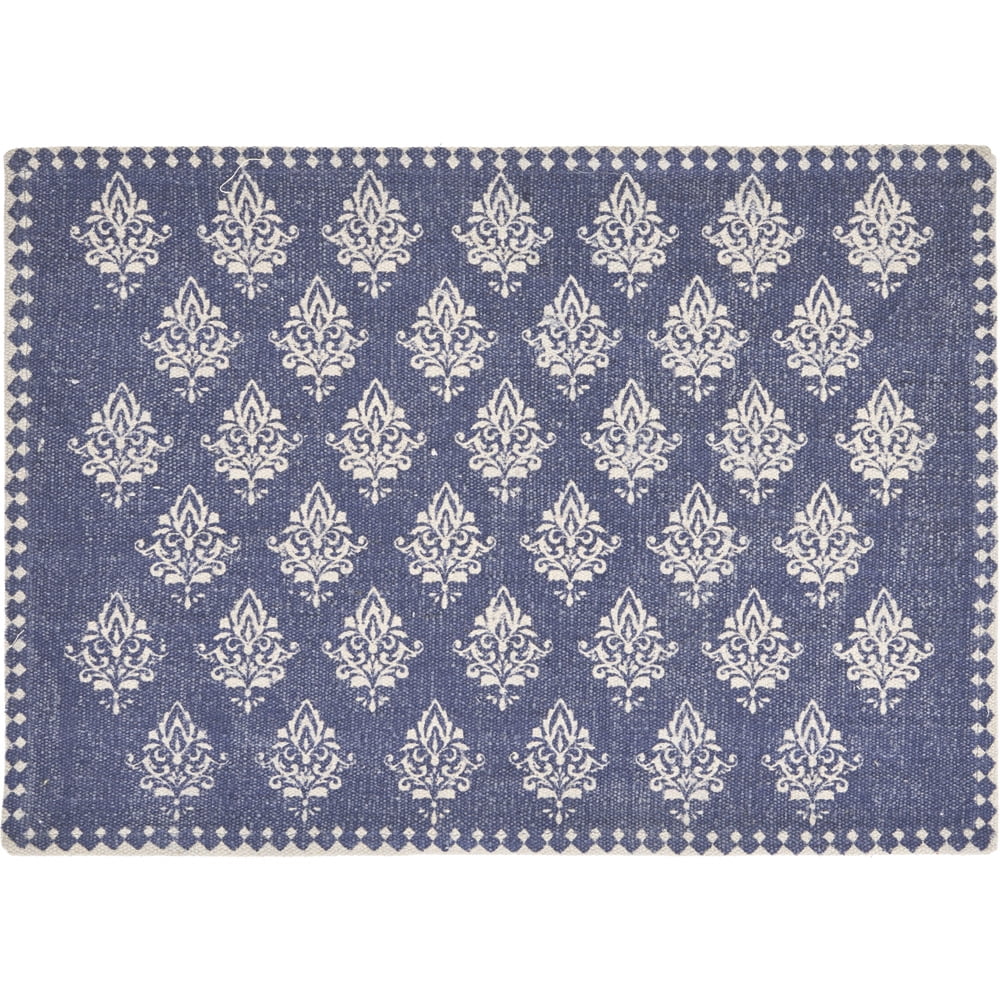 LR Home Classic Motif Bordered Placemats, 13 in. x 19 in., Blue / Cream ...