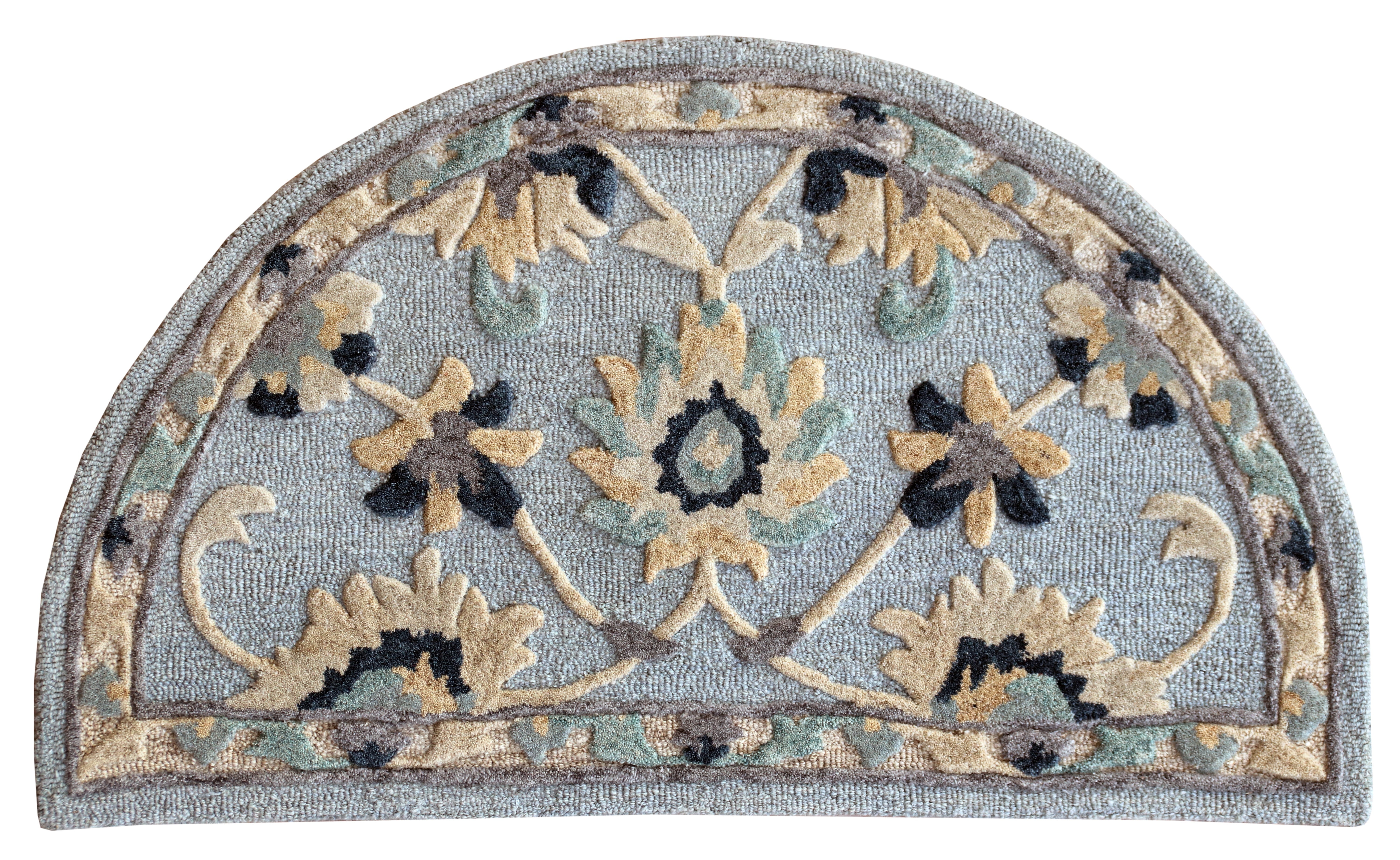 LR Home Daisey 2'3" x 3'10" Blue/Gray Trellis Wool Hearth Indoor Area Rug