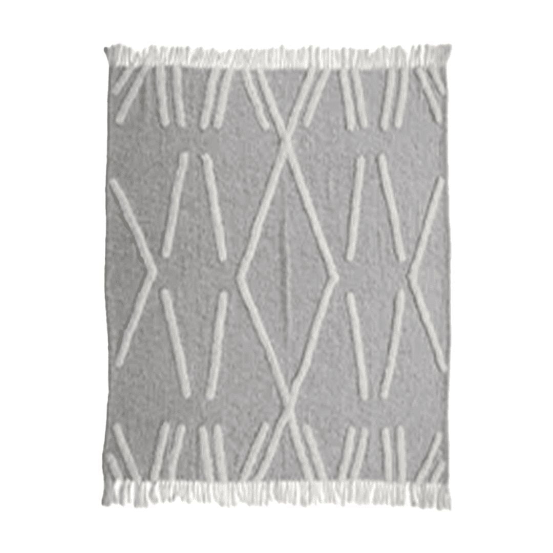 Gray & White 60" x 50" Cotton Knitted Reversible Throw Blanket