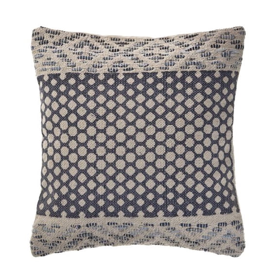 LR Home PILLO07433DEBFFPL Detailed Denim Blue Square Throw Pillow - 20 x 20 in.