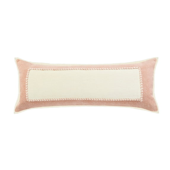 LR Home Dusty Riviera Framed Throw Pillow, Pink / Cream, 14" x 36"
