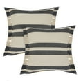 thumbnail image 1 of LR Home Elton Farmhouse Striped Cotton Lumbar Pillows, Frost/Gray, 16" x 24", Set of 2, 1 of 4